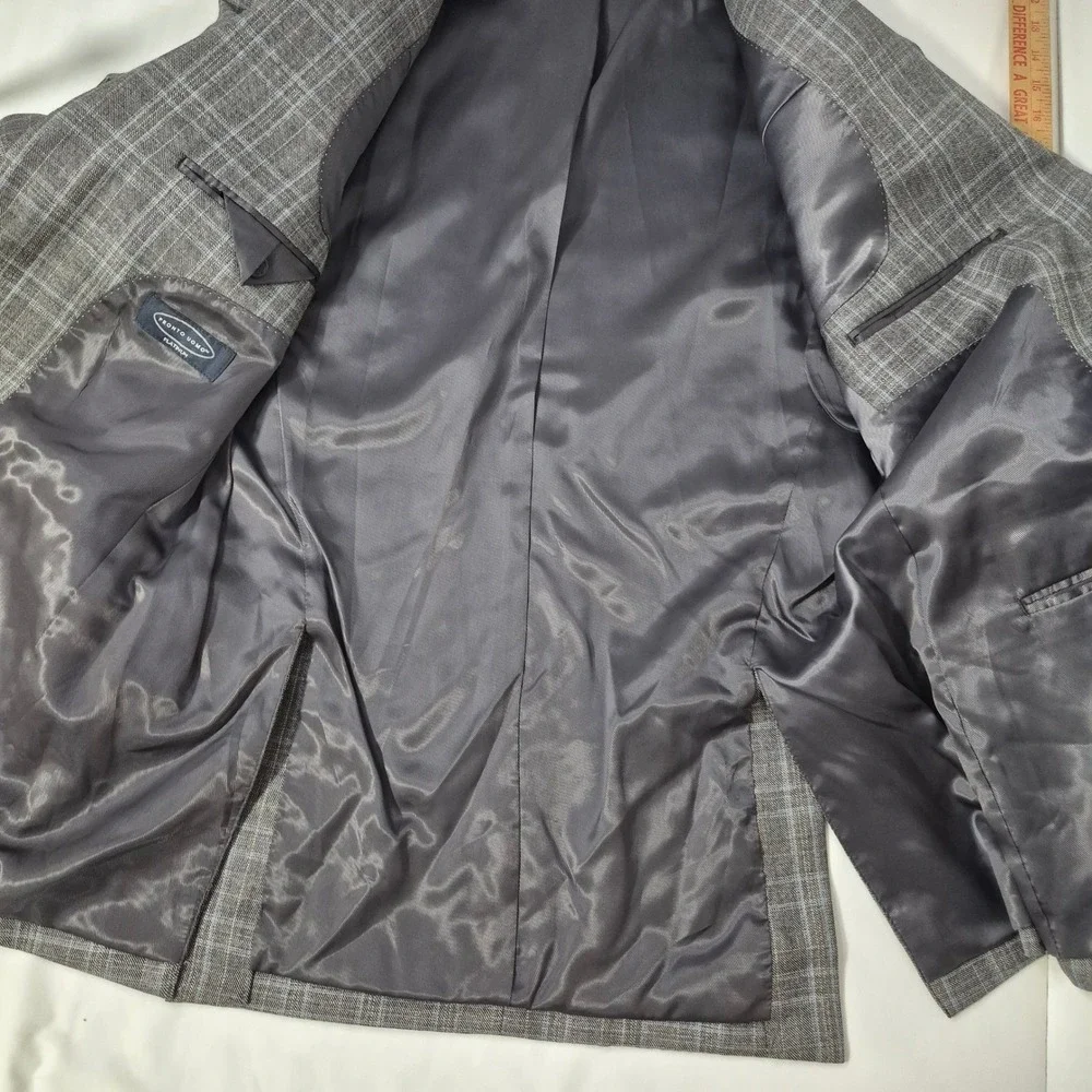 Pronto Uomo Platinum Blazer Mens 38R Gray Plaid Wool Blend Two Button Sport Coat